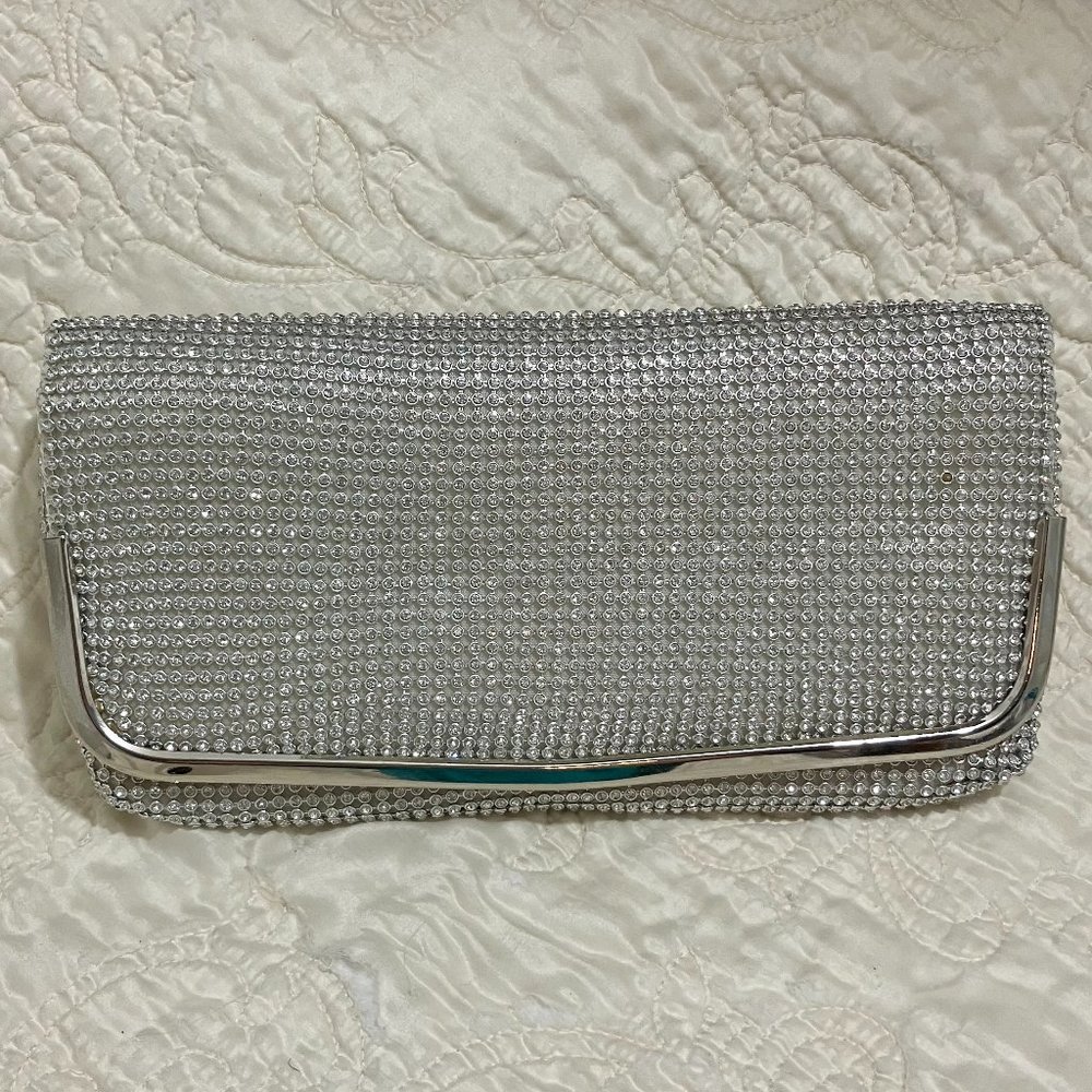 Like New Lulu Townsend All Over Stone Silver Clutch.